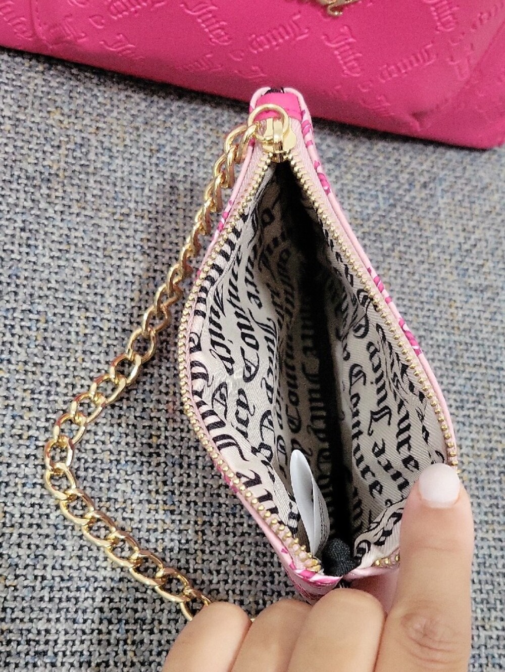 JUICY COUTURE 2pc Pull Out Pouch Satchel in Pink Flash/Duty Blush - Picture 14 of 17